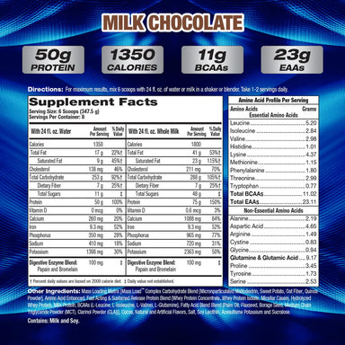 MHP Proteina Up Your Mass XXXL 1350 6 Lbs informacion nutricional