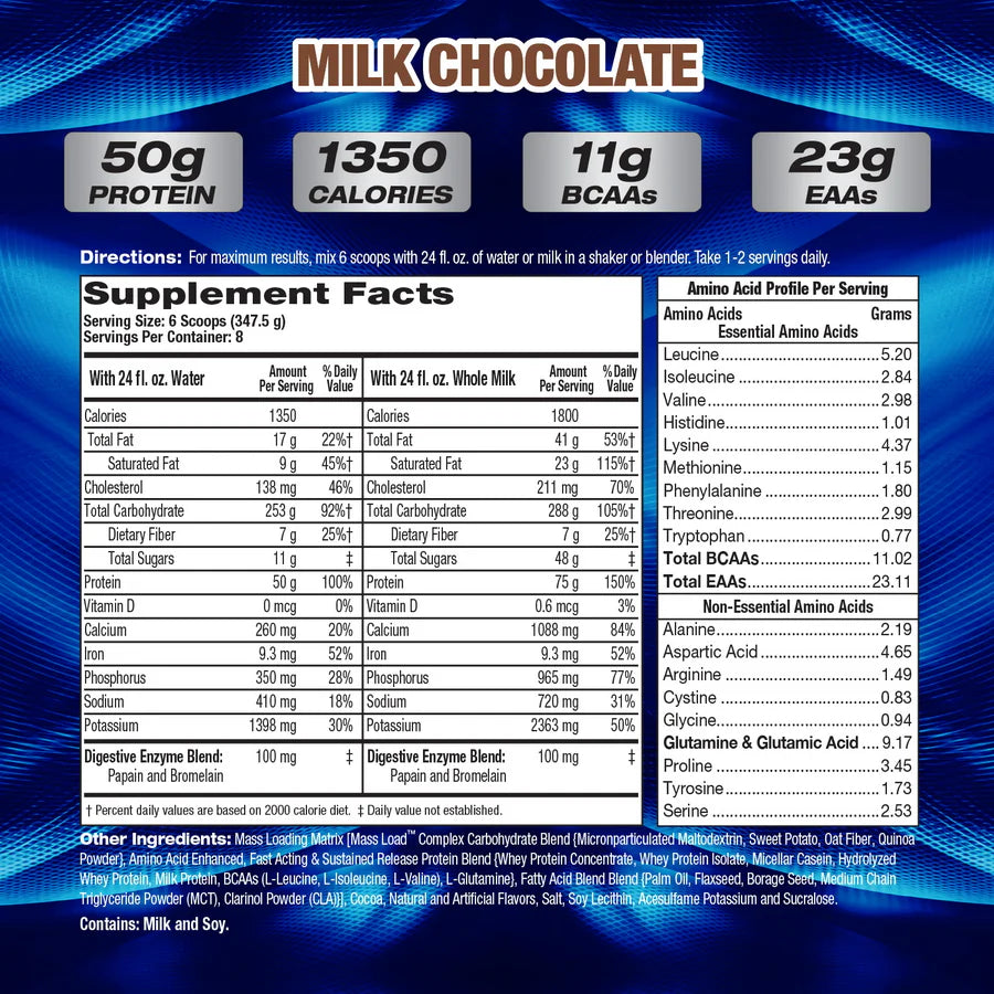 MHP Proteina Up Your Mass XXXL 1350 6 Lbs informacion nutricional