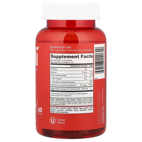 Goli Nutrition Apple Cider Vinegar 60 Gomitas Informacion nutricional
