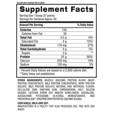 BPI Sports Proteina Whey HD 4.5 Lbs 50 Servicios informacion nutricional