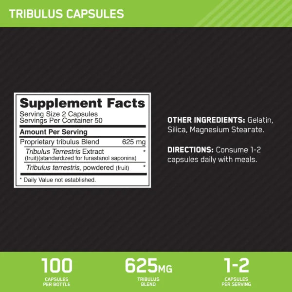 Optimum Nutrition Tribulus 100 Capsulas Informacion Nutricional