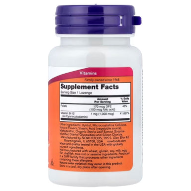 Now Foods B-12 2000MCG 100 Lozenges Informacion nutricional