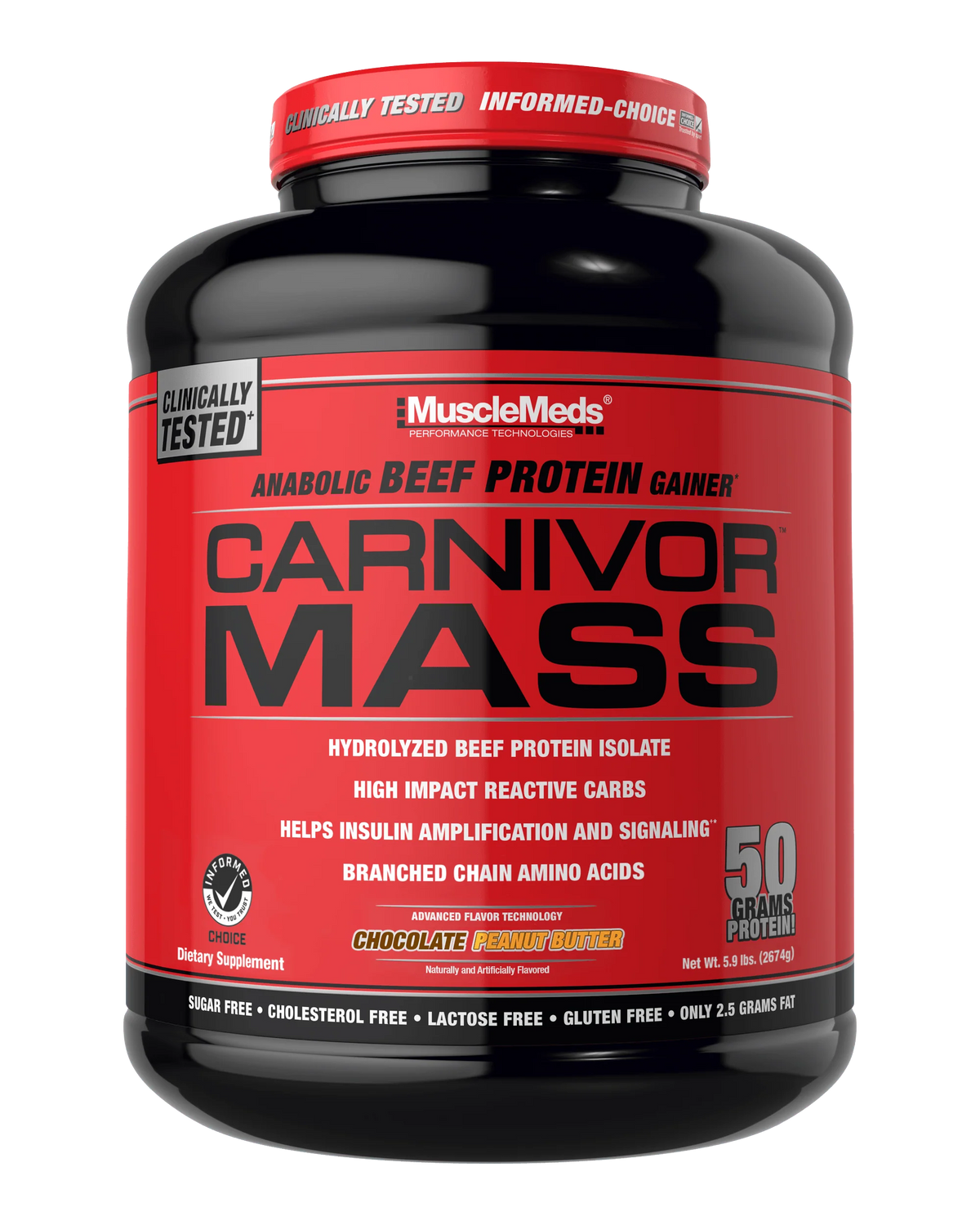 Musclemeds Proteina Carnivor Mass 5.9 libras chocolate peanut butter