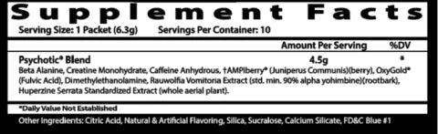 INSANE PSYCHOTIC BLEND 30 STICKS VARIEDAD SABORES BOLSA Informacion nutricional