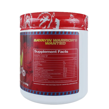 Saiyan Labz Kaioken Pre Entreno 30 Servicios 300gr informacion nutricional