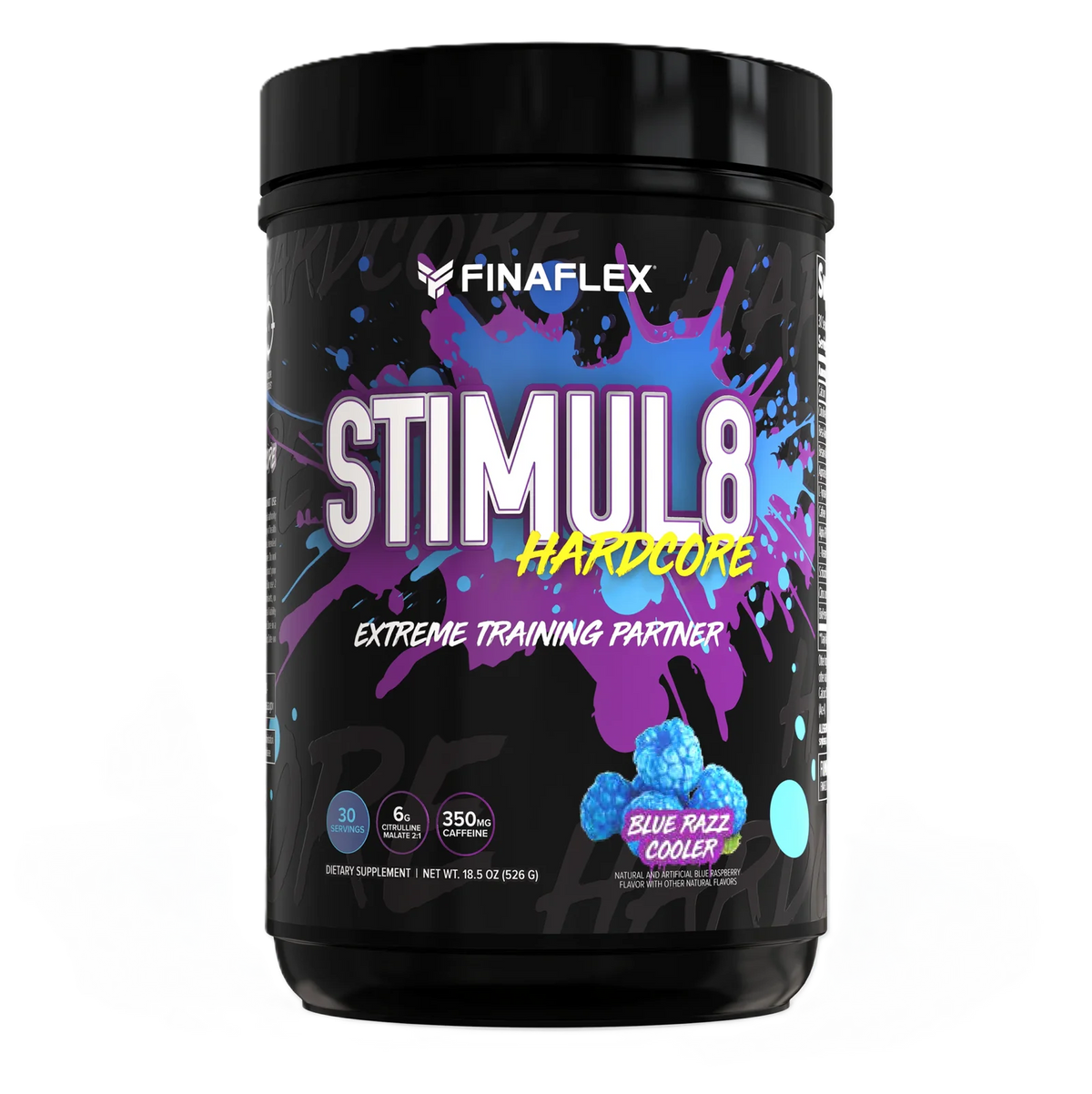 Finaflex Stimul8 Hardcore EX 30 Servicios Pre entreno Blue razz cooler portada