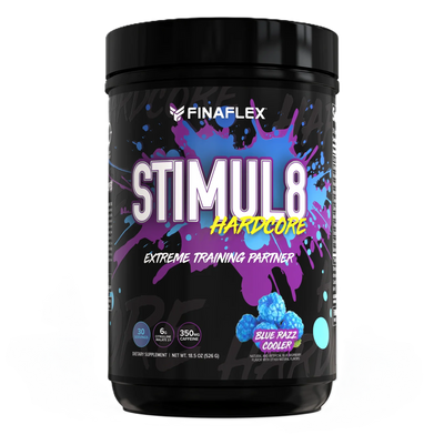 Finaflex Stimul8 Hardcore EX 30 Servicios Pre entreno Blue razz cooler portada