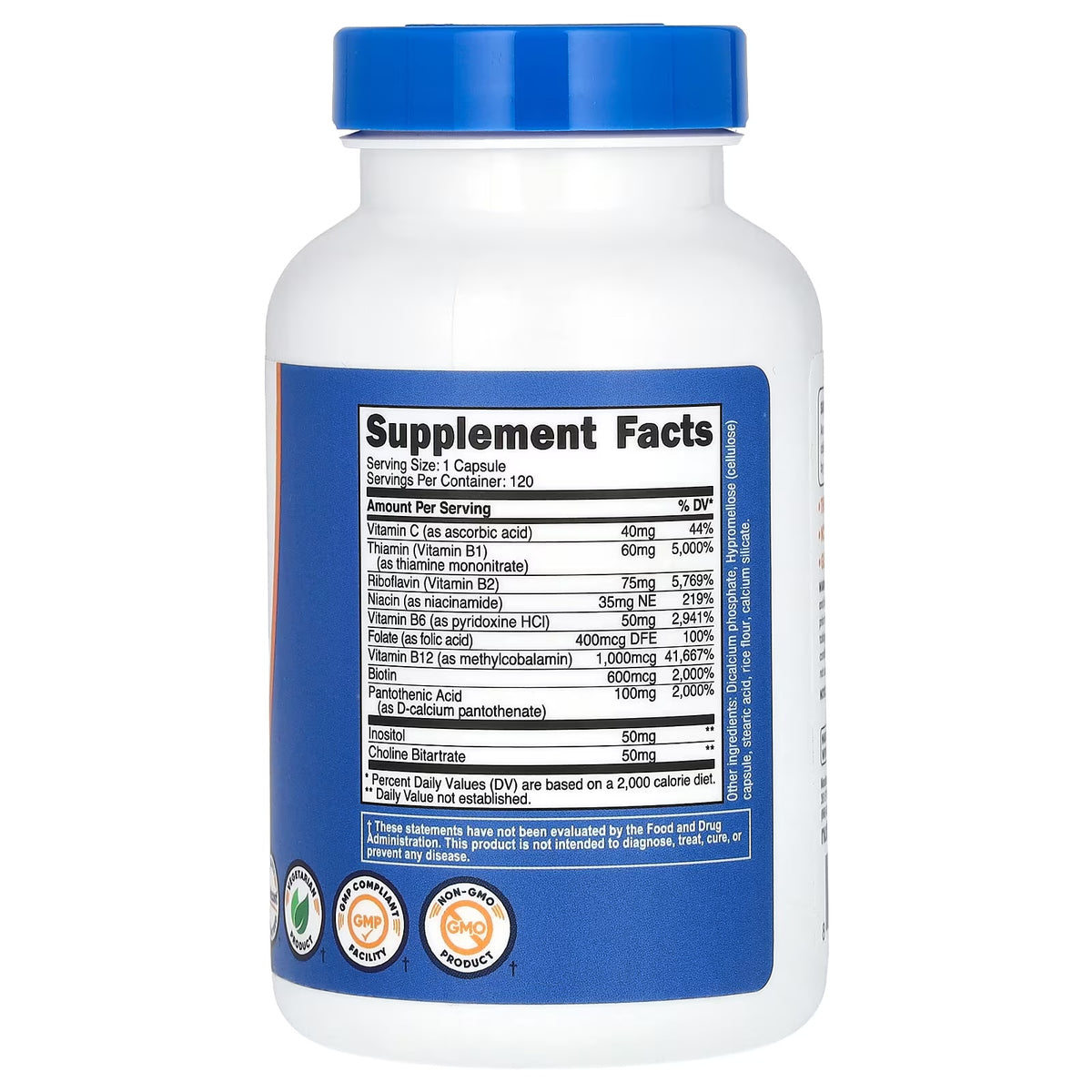 Nutricost Vitamina B Complex 30 Capsulas Informacion nutricional