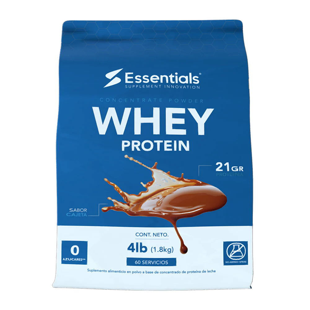 Essentials Whey Protein 4 Lbs 60 Servicios Cajeta