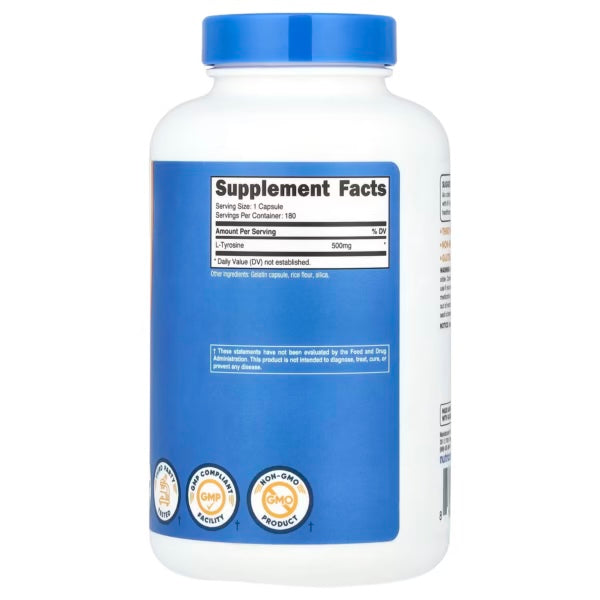 Nutricost L-Tyrosine 500mg 180 Capsulas Informacion nutricional