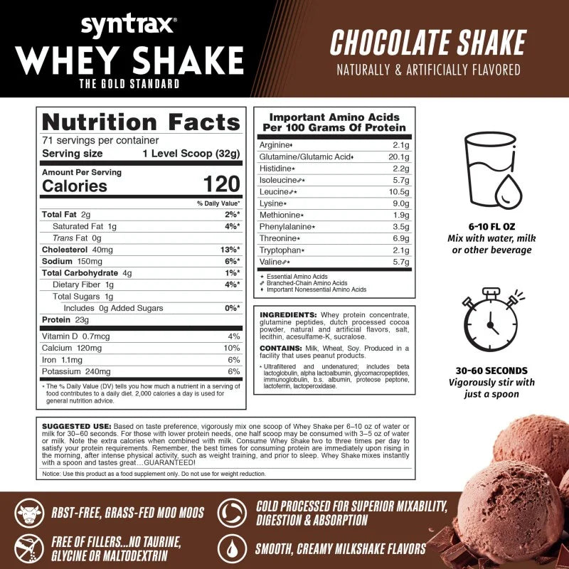 Syntrax Whey Shake Proteina 5 Libras 75 Servicios Informacion Nutricional