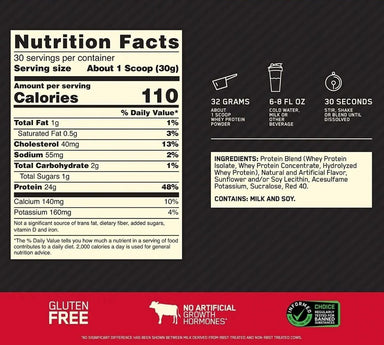 Optimum Nutrition Proteina Gold Standard 100% Whey 2 Lbs informacion nutricional