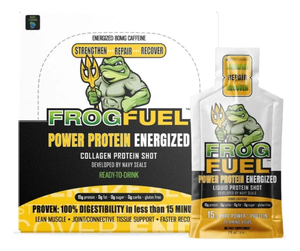 Frog Fuel Power Energized Caffeinated Collagen Protein Drink 24 shots Berry Flavor Portada 3