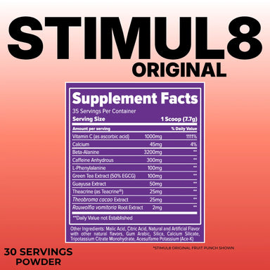 Finaflex Stimul8 Pre Entreno 35 servicios informacion nutricional