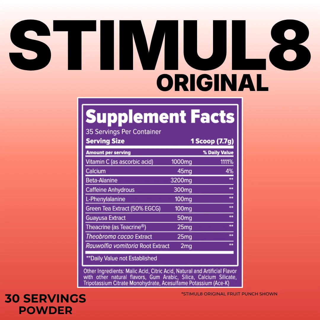 Finaflex Stimul8 Pre Entreno 35 servicios informacion nutricional