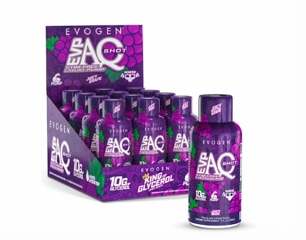 Evogen EVP AQ Shot Stim Free Liquid Pump 12 Pack Juicy Grape