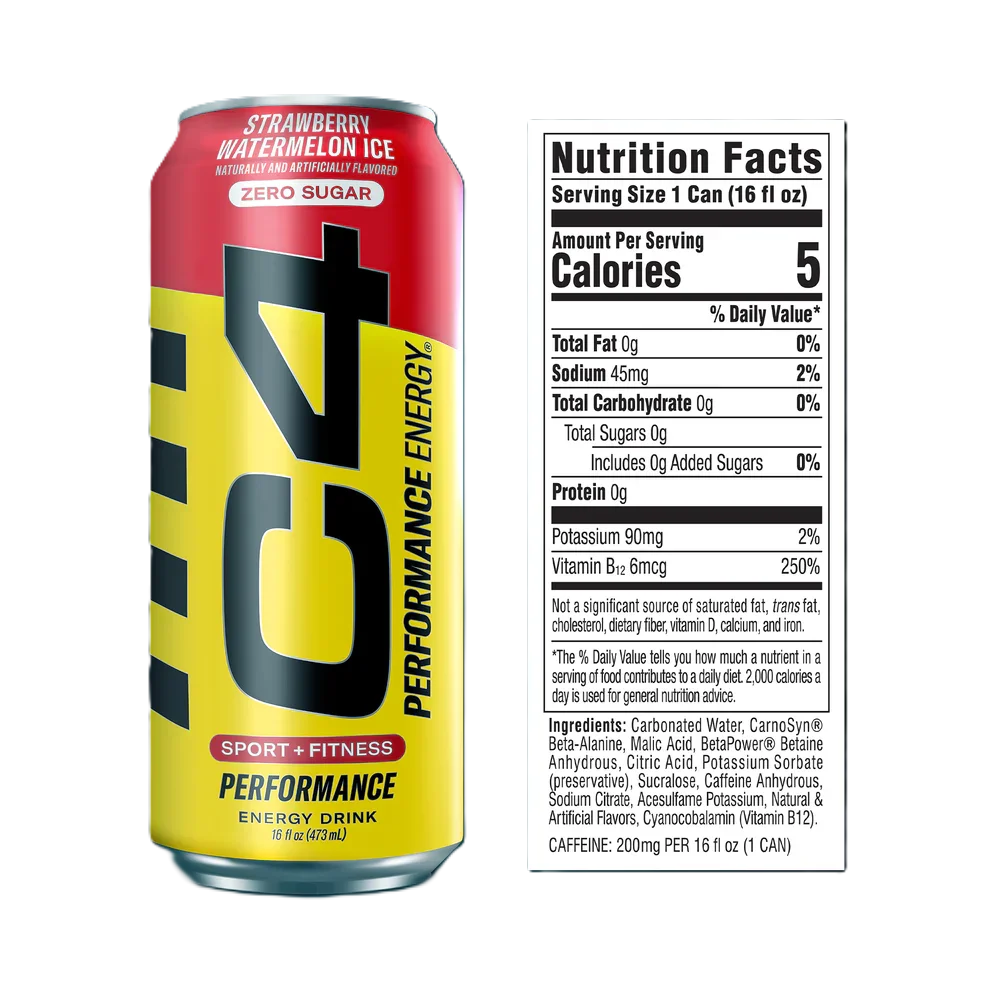 Cellucor c4 energy drink zero azucar 16 oz (12 latas) informacion nutricional