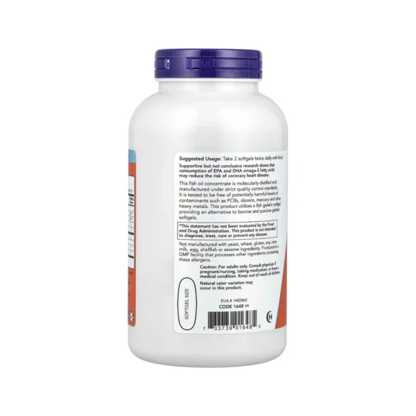 Now Foods Aceite De Pescado Con Omega-3, 1000 Mg, 200 Cápsulas Portada 2