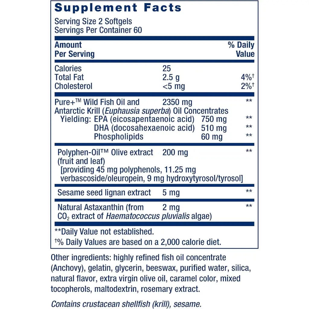 Life Extension Super Omega 3 120 Cápsulas Informacion nutricional