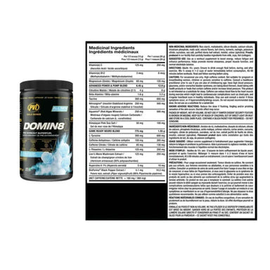 PVL Domin8 Pre Workout 20 Serv Informacion nutricional