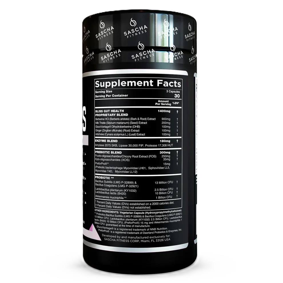 Sascha Fitness Bliss 90 Capsulas informacion nutricional