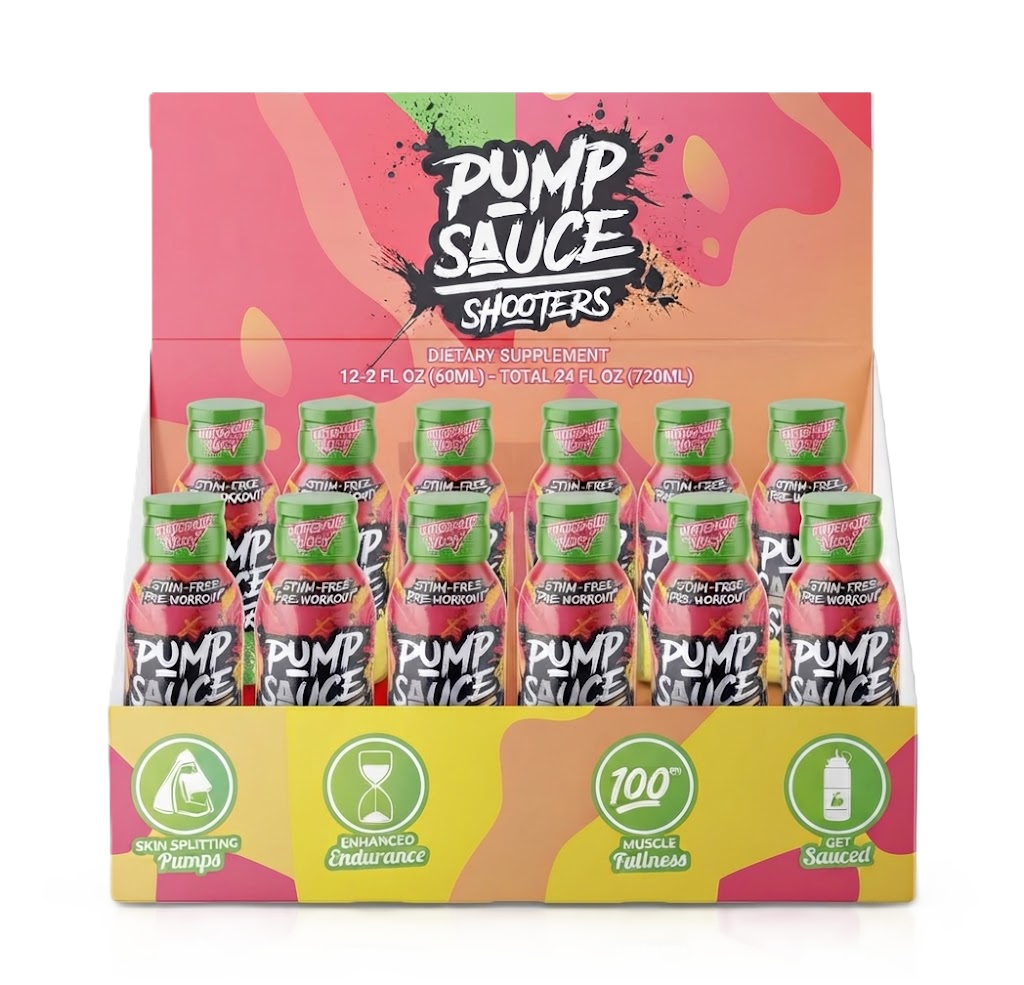 Pump Sauce Shooters Stim-Free Pre Entreno 12pack 60ml tropical watermelon margarita