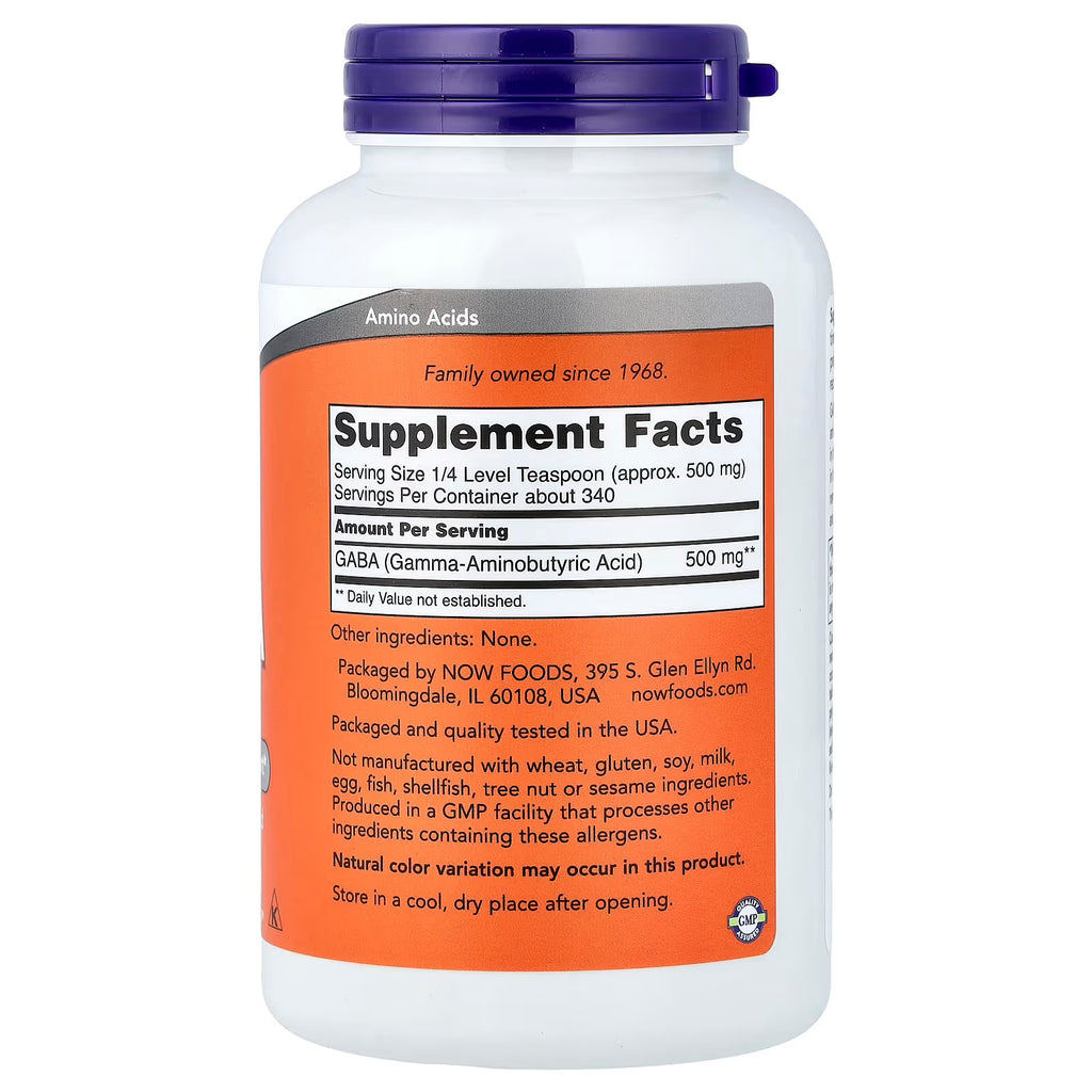 Now Foods Gaba en Polvo Puro 170 Gr Informacion nutricional