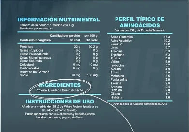 Advance Nutrition proteina WPI=pureza 1kg Informacion nutricional