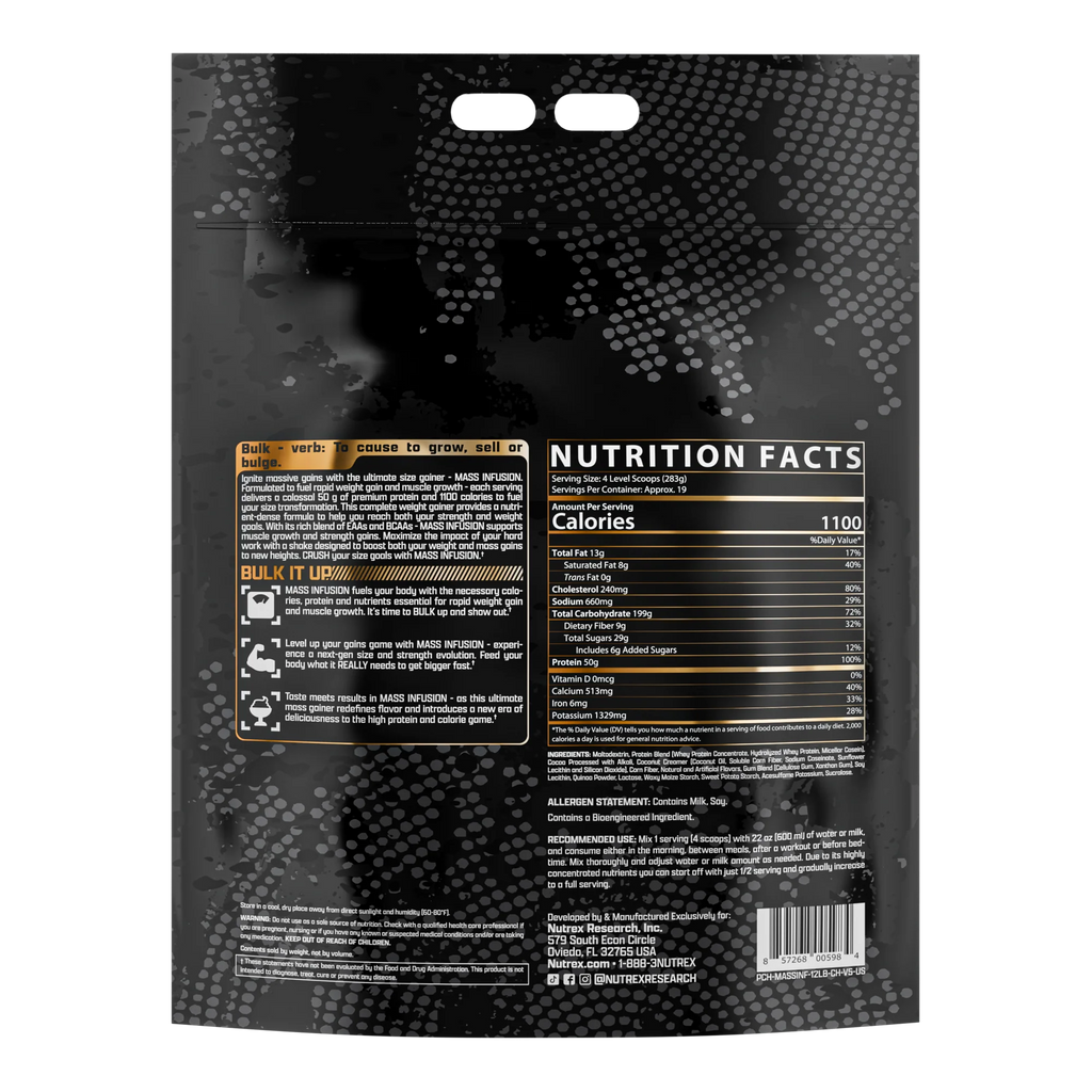 Nutrex Proteina Mass Infusion 12 Libras Informacion Nutricional