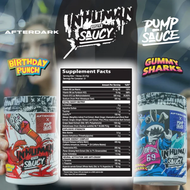 Afterdark + Pump Sauce Inhuman Extra Saucy Pre Entreno 21 Servicios Informacion nutricional