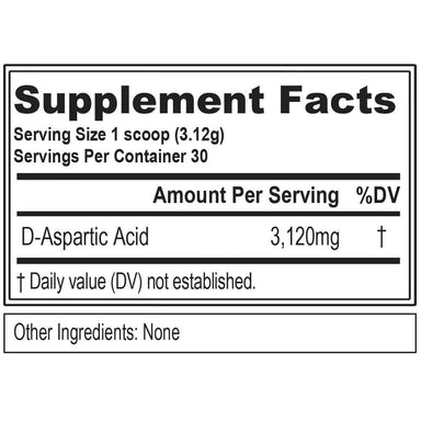 EVL D-ASPARTIC ACID 30 SERV SIN SABOR informacion nutricional