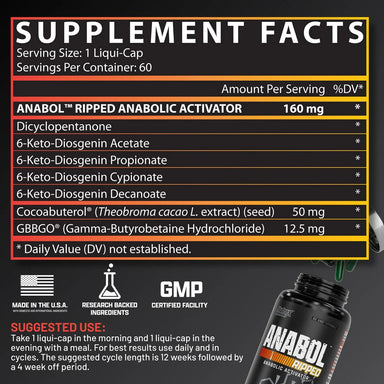 Nutrex Anabol Ripped 60 Cápsulas informacion nutricional