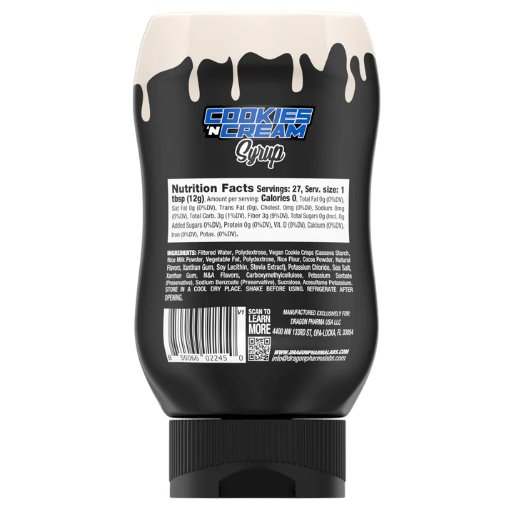 Dragon Pharma Dips Cookies and Cream Syrup 335gr Infoemacion nutrional