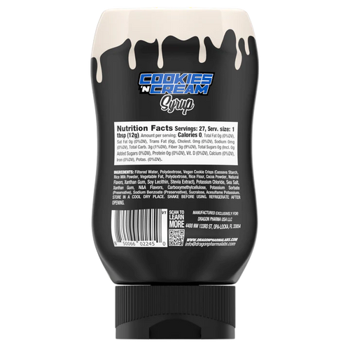 Dragon Pharma Dips Cookies and Cream Syrup 335gr Infoemacion nutrional