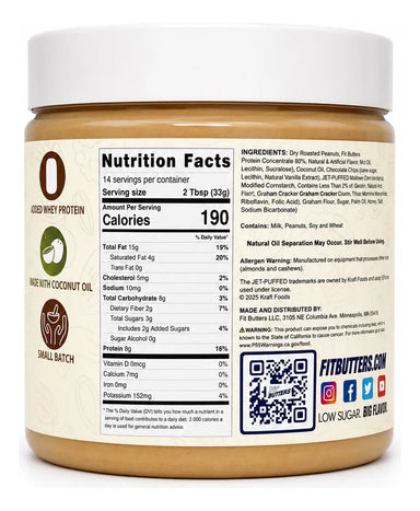 Fit Butters Mantequilla 454 Gramos Informacion nutricional
