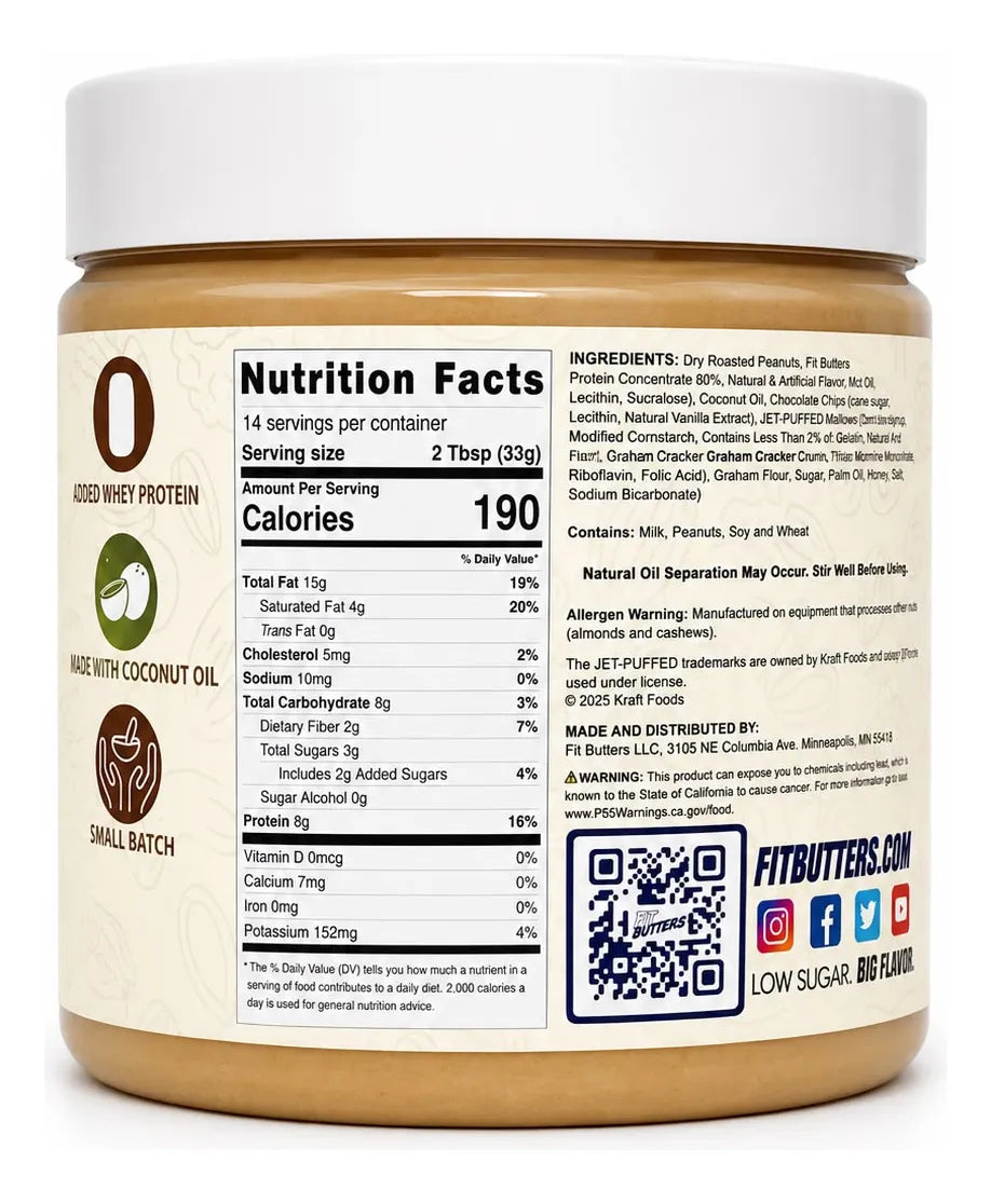 Fit Butters Mantequilla 454 Gramos Informacion nutricional