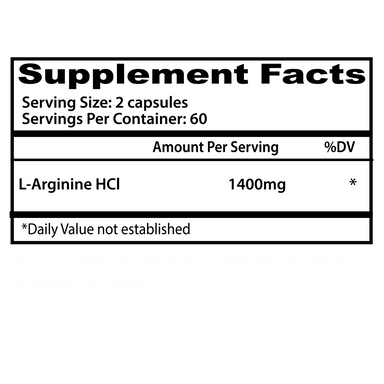 Insane Labz L- Arginina HCL 120 Cápsulas 60 Serv Informacion nutricional