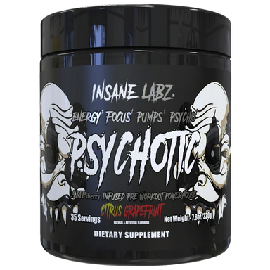 Insane Labz Psychotic Black Pre Entreno 35 Servicios citrus grapefruit