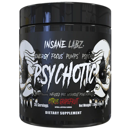 Insane Labz Psychotic Black Pre Entreno 35 Servicios citrus grapefruit