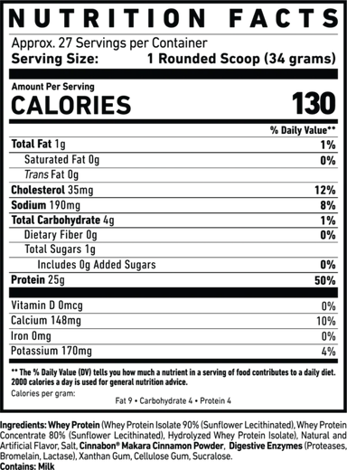 Proteina Ghost Whey 2 Lbs 27 Servicios Sabor Cinnabon Informacion nutricional