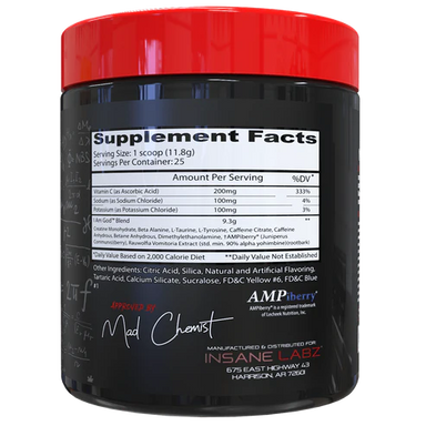 Insane Labz I Am God Pre Entreno 25 Servicios informacion nutricional
