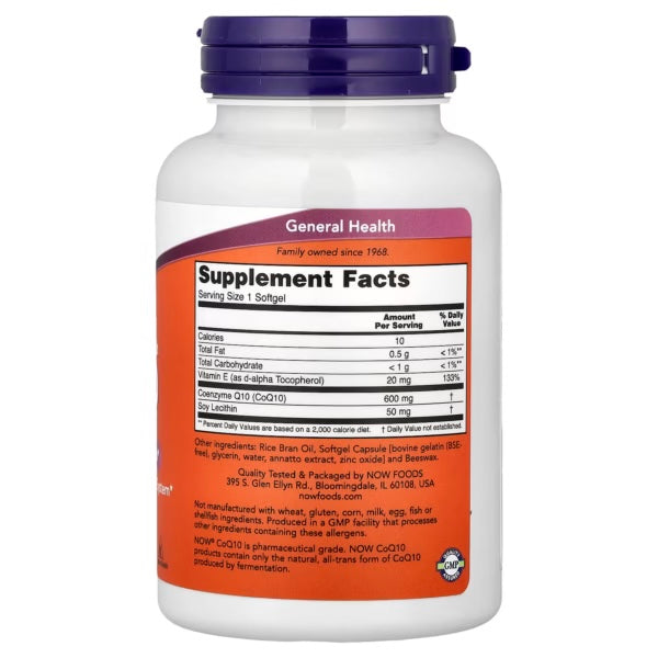 Now Foods CoQ10 600 Mg 60 Softgels