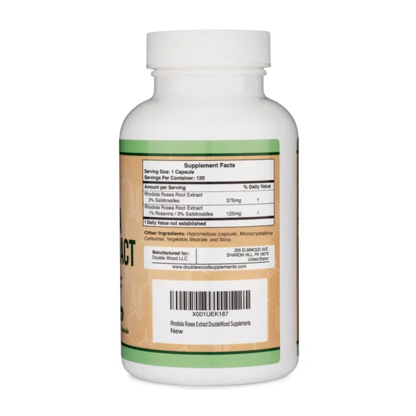 Double Wood Extracto de Rhodiola Rosea 500mg 120 Capsulas Informacion nutricional