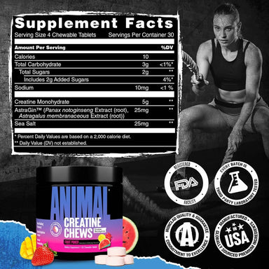Universal Animal Chews Creatina 120 Capsulas informacion nutricional
