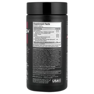 Muscletech Hydroxycut Hardcore Elite 110 capsulas Informacion nutricional