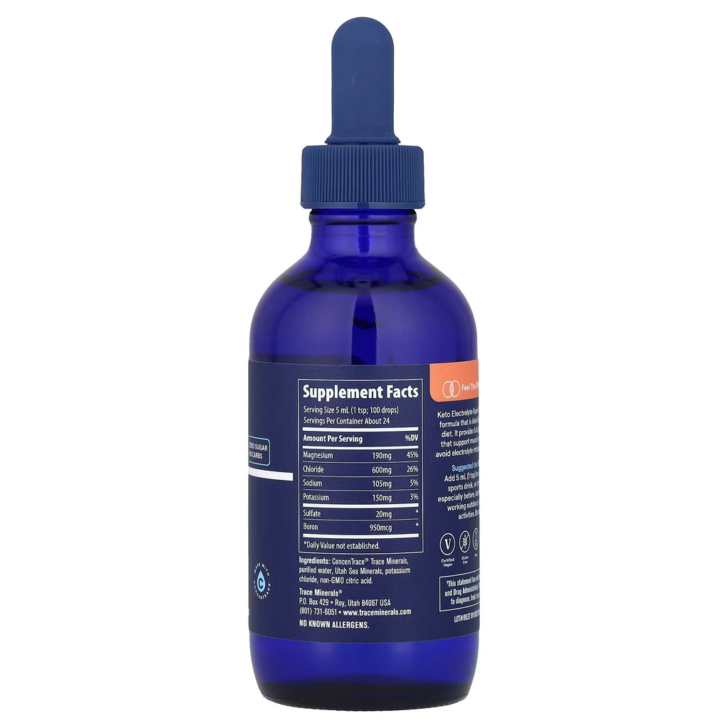 Trace Minerals Keto Electrolyteo 118 Ml Informacion nutricional