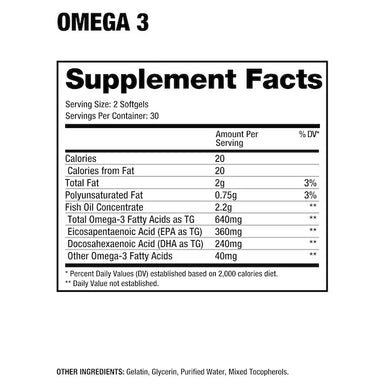Dragon Pharma Omega 3 60 Tabletas Informacion nutricional