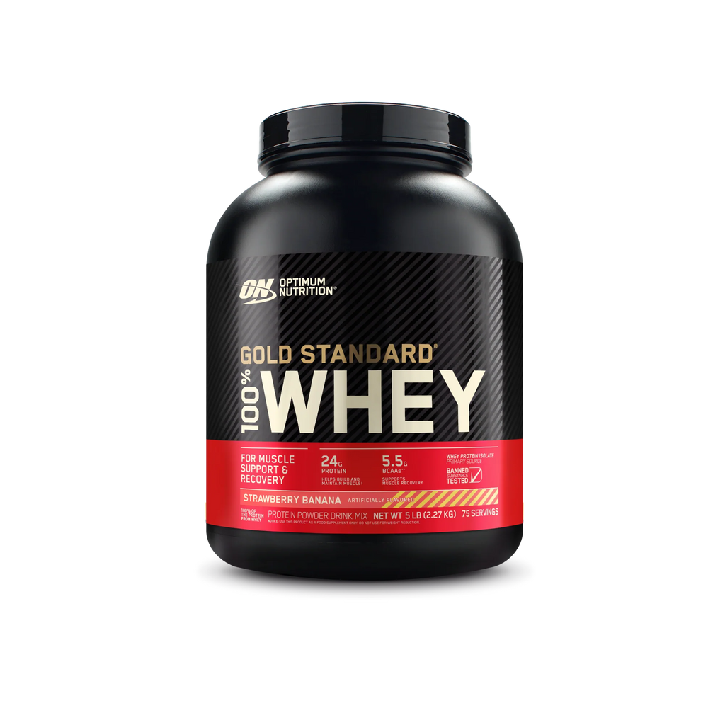 Optimum Nutrition Proteina Gold Standard 100% Whey 5 libras fresa Banana