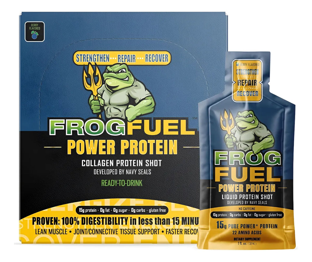 Frog Fuel Power Protein Collagen Protein Caffein Free 24 shots Berry Flavor Portada 3