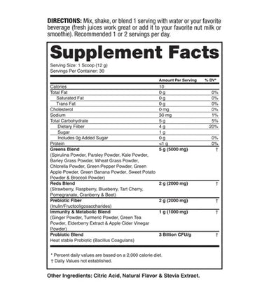Dragon Pharma Greens & Reds 30 Servicios Lemonade informacion nutricional